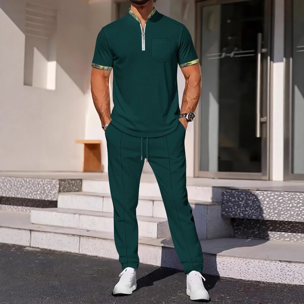 Men's Color Matching Casual Sports Suit